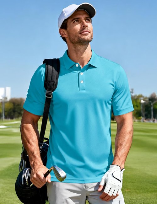 MAGCOMSEN Men's Polo Shirt - Quick Dry Short Sleeve Golf Tee for Casual Work & Outdoor Use