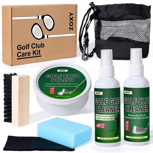 ZOXY Golf Club Cleaning Kit–Clean, Polish, and Restore Irons, Drivers, Putters–Golf Club Polishing Kit with Golf Club Polish, Golf Club Cleaner, Golf Grip Solvent
