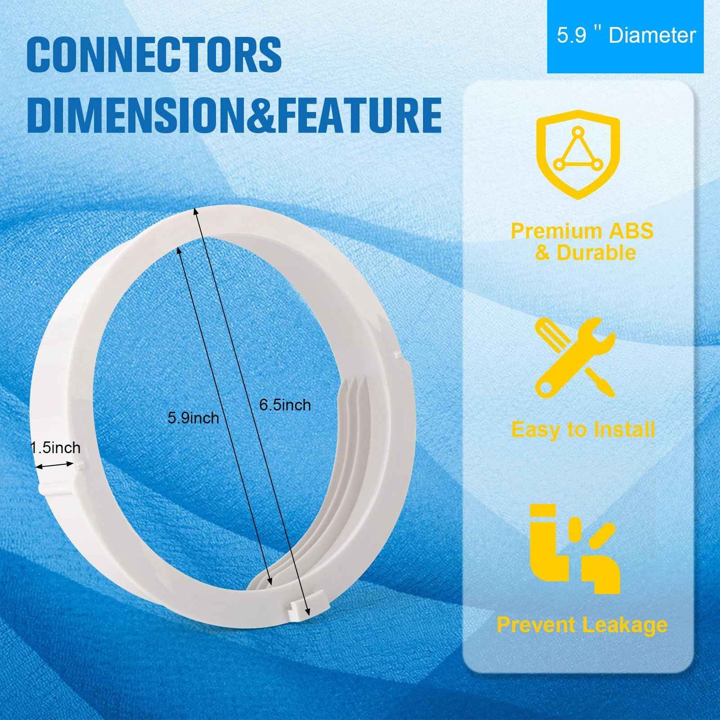 Portable Air Conditioner Hose Kit 5.9" Dia 59" Length AC Hose with Adapter Flexible Exhaust Hose and AC Unit Tube Connector for Portable Air Conditioner Vent AA06