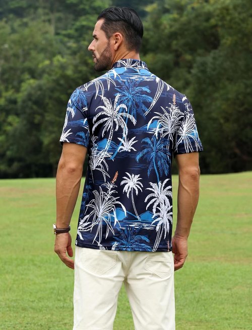 APTRO Golf Shirts for Men - Moisture-Wicking Hawaiian Polo with Dry Fit & Short Sleeves
