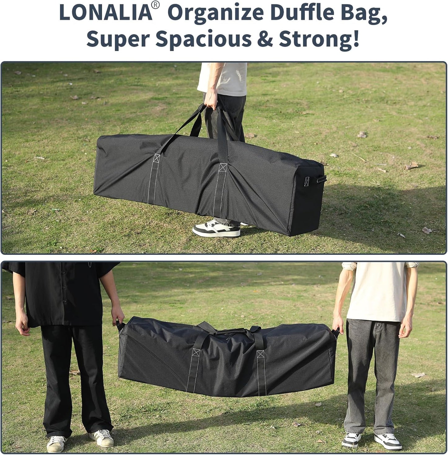 Skiennix 48-Inch Duffle Bag - Extra Large 165L Heavy Duty Travel & Camping Storage Bag | Black