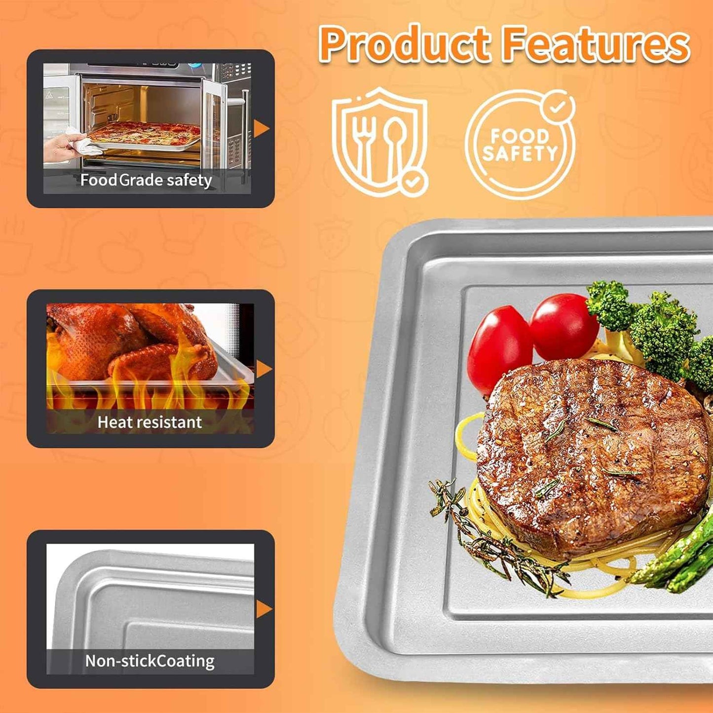 GWBSXM Air Fryer Grill Pan for Emeril Lagasse 26 QT Extra Large Air Fryer, 12.5''×11.3'' Stainless Steel Air Fryer Tray Accessories Grill Plate Crisper Plate Replacement Parts Rack