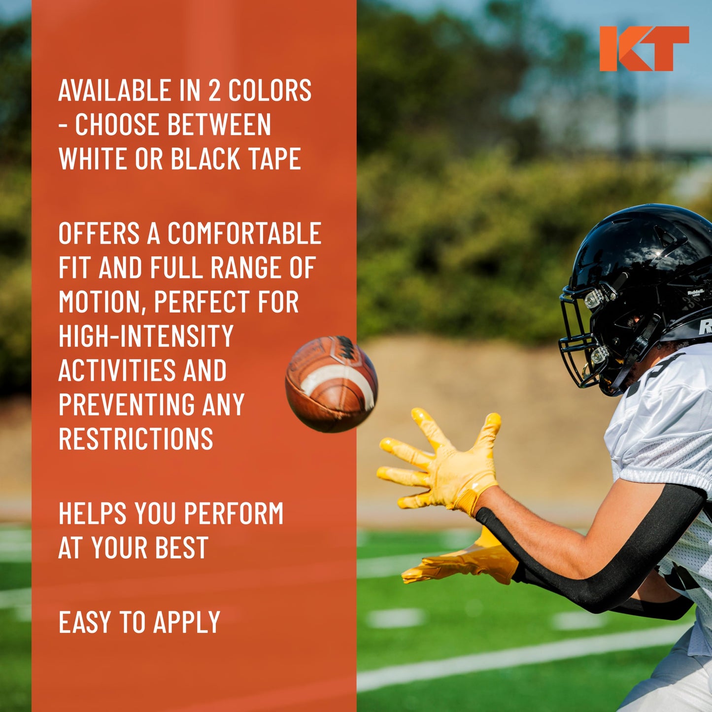 KT Turf Tape – Premium Synthetic Tape 30 ft. Turf Burn Protection, Pain Relief, and Muscle Support – Extra-Wide 4 in. x 30 ft. Roll, Flexible and Long-Lasting Adhesive, Ideal for Football and Athletes