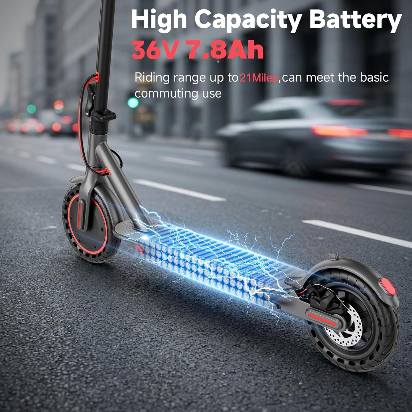 Roinside Electric Scooter - High-Speed Commuting Scooter with Solid Tires & Long Range | 350W/500W Motor, Up to 24 Miles
