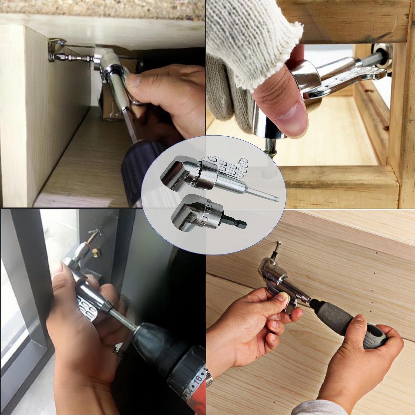 105 Degree Right Angle Drill Adapter, 2025 New 1/4" Hex Shank Driver Angle Drill Attachmen for Screwdriver & Drill(Long+Short) ﻿ ﻿ ﻿ ﻿ ﻿