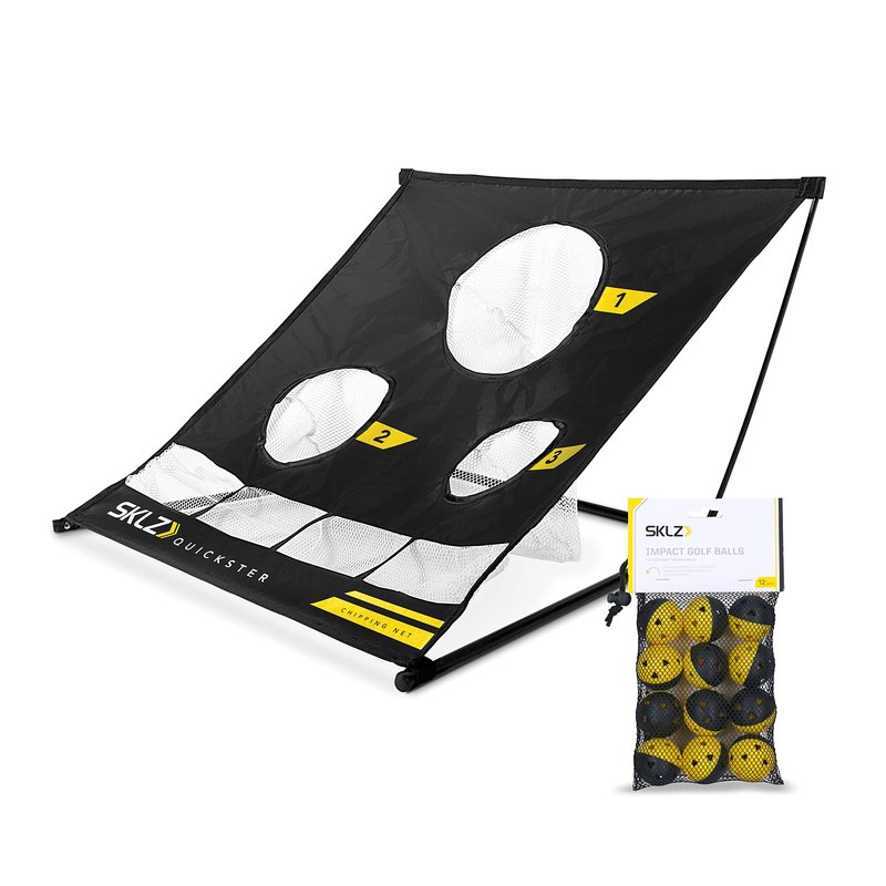 SKLZ Chipping Net + Impact Golf Balls 12 Pack, Traveling Golf Training Set