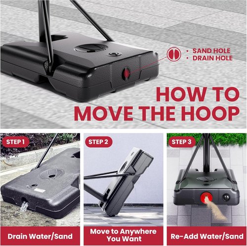 Feelwin Basketball Hoop - Portable Outdoor Goal with Adjustable Height for Youth & Adults | Sturdy Base