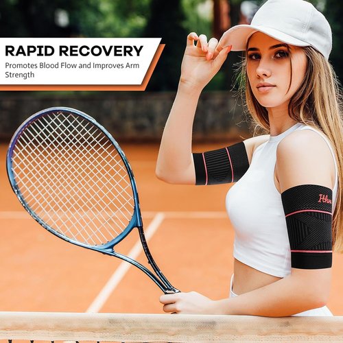 ITHW Bicep Tendonitis Brace for Pain Relief, Upper Arm Compression Sleeve for Men and Women, Bicep Compression Sleeve for Muscle Strain (Gray, Large)