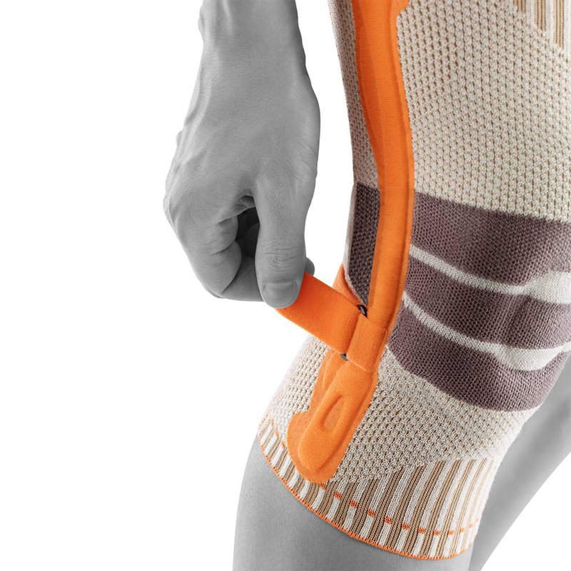 Bauerfeind Outdoor Knee Support, Unisex Knee Brace for Hiking, Walking, and Running, Sandstone-Orange, M