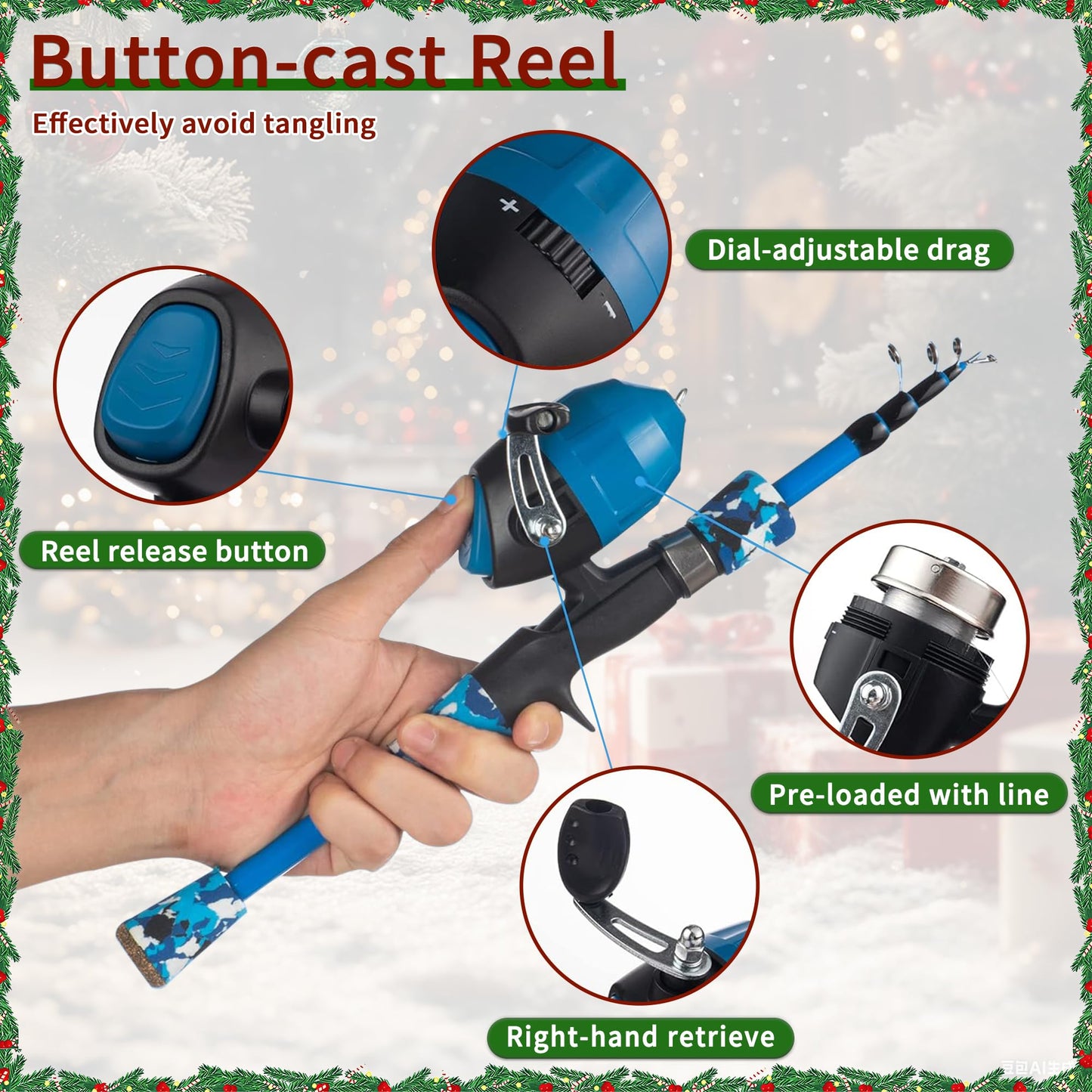 Kids Fishing Pole Kit Set，Portable Telescopic Fishing Rod and Reel Combo Full Kits for Boys, Girls, Beginner, Youth