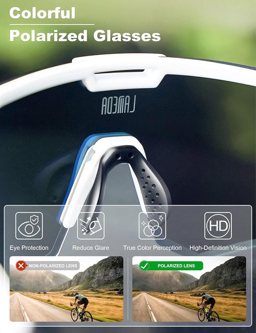 LAMEDA Polarized Sports Sunglasses for Men Women, High Definition UV Protection Cycling Glasses for Biking Fishing Running