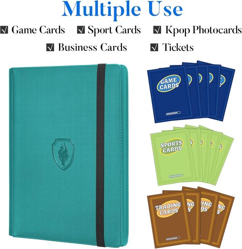 Fabmaker Premium 9 Pocket Card Binder - Sturdy Trading Card Album for 540 Cards | Turquoise Color