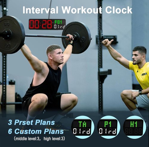 LUCORB Gym Clock Timer - Remote Control Countdown Timer with 5 Display Modes & 4 Alarms | Perfect for Home Gym, Office, Classroom