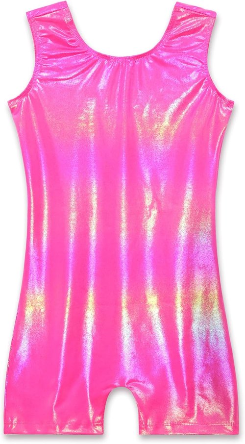 Domusgo Gymnastics Leotards - Sparkly One-Piece Sleeveless Tumbling Unitards for Girls