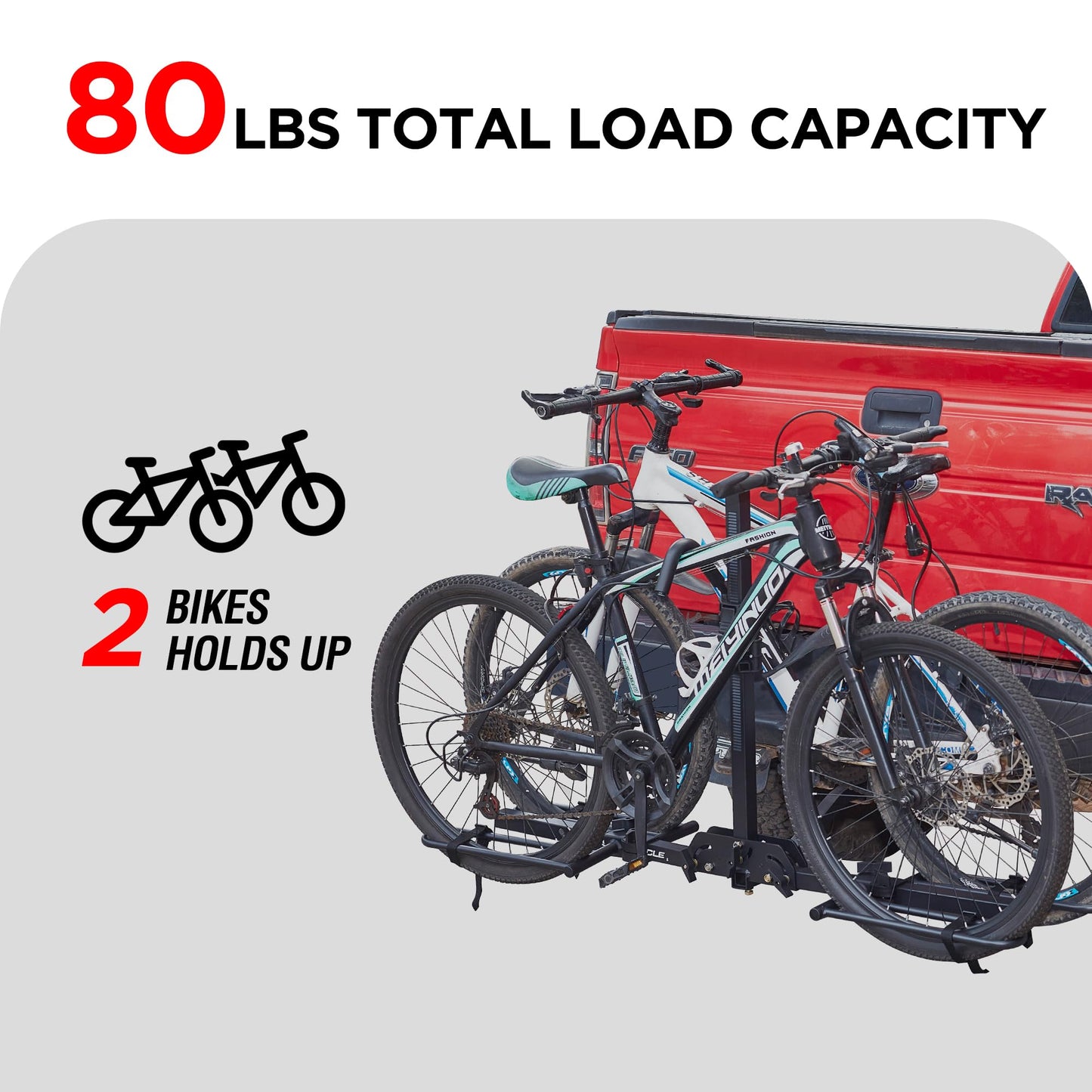 Young 2 Bike Rack Hitch Mount Platform Style, Folding Bicycle Carrier Racks for Cars SUVs Trucks Vans, 80 lbs. Capacity