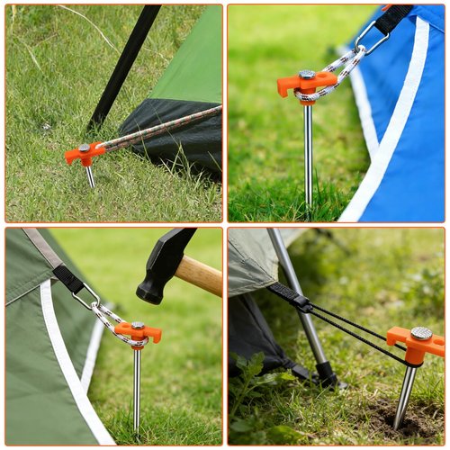Jibrelxion 40 Pack Tent Stakes Heavy Duty, 7.8 Inch Galvanized Non-Rust Metal Tent Pegs, Ground Stakes Canopy Anchors Spikes, Camping Accessories for Patio, Garden, Canopies, Grassland, Orange
