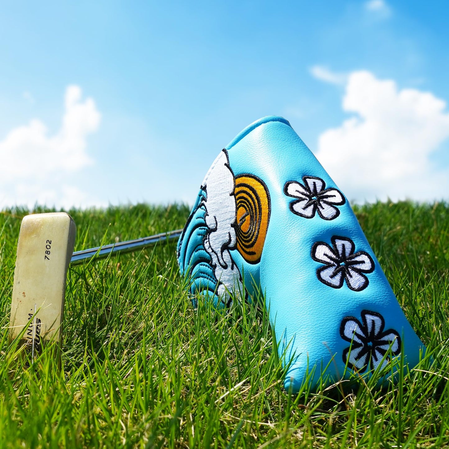 Putter Headcover, Blade Putter Cover Magnetic Blue Sea Wave Golf Putter Head Cover