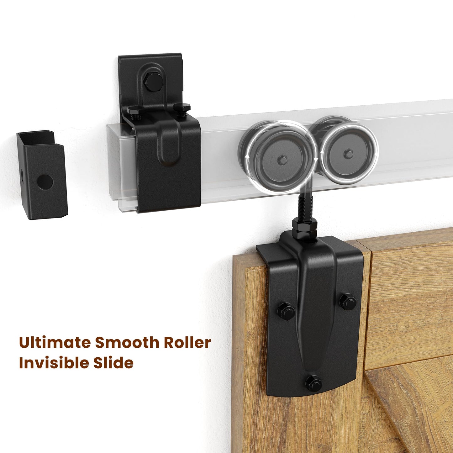 SMARTSTANDARD 6FT Box Rail Hardware - Exterior Barn Door Hardware Kit,Sliding Barn Door Hardware,Heavy Duty Wall Mount Kit,Fit Indoor and Exterior Door,Easy to Install(Widest to 36" Wide Door)