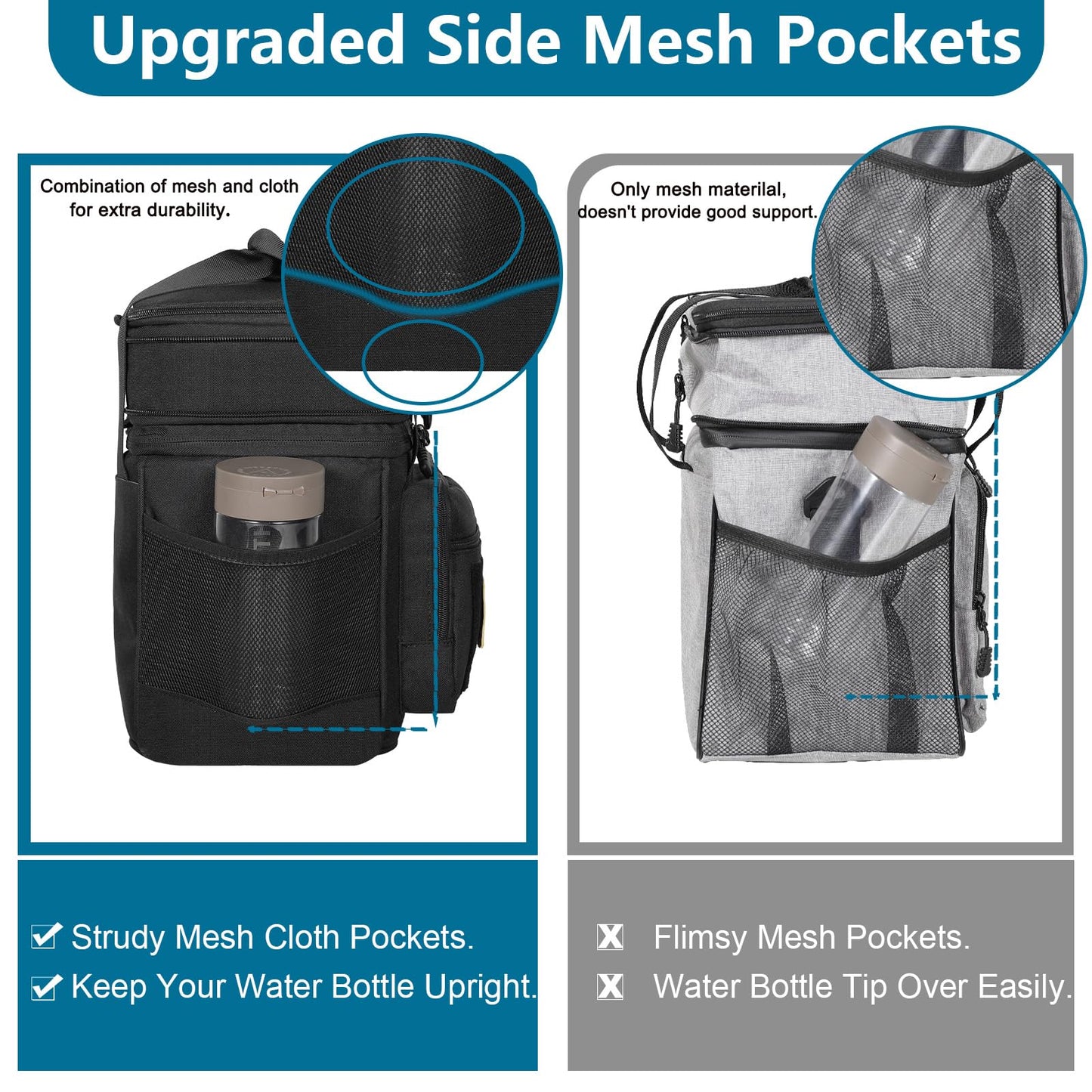 GLENKEY Tactical Lunch Box Cooler Bag - Expandable Insulated Lunch Bag for Men Daily - Large Lunchbox for Adults Work Shifts Outdoor Trips Black 16L