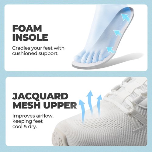 ALLSWIFIT Women's Walking Shoes Cushion Running Tennis Non-Slip Comfortable Workout Gym Athletic Breathable Fashion Sneakers ActiveLite,Size 8,White,AWUMRS2507