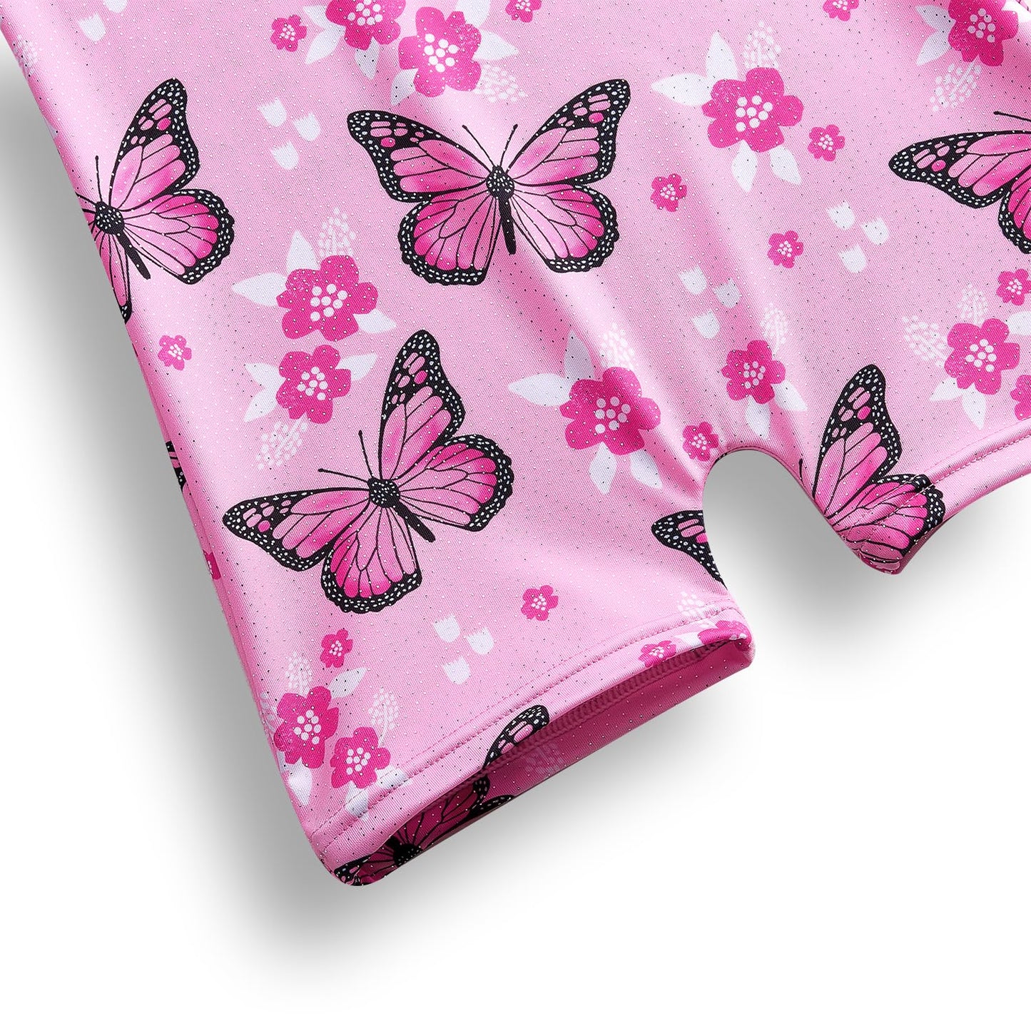 YDMZX Toddler & Girls Gymnastics Leotard with Butterfly Print, Sparkly Tank Outfit for Dance, Ballet & Tumbling (Ages 4T-5T, Pink)
