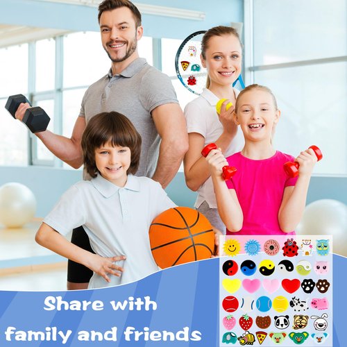 Spaluck 36 Pcs Cute Tennis Racket Vibration Dampener Funny Cartoon Silicone Tennis Absorber Dampeners for Sport Racquetball Tennis