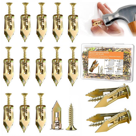 Drywall Anchors and Screws Kit – Heavy Duty Self Drilling Wall Anchors for 3/8", 1/2", 5/8" Drywall, Supports Up to 66 lbs, with 80 Anchors & 80 Screws (160 PCS)