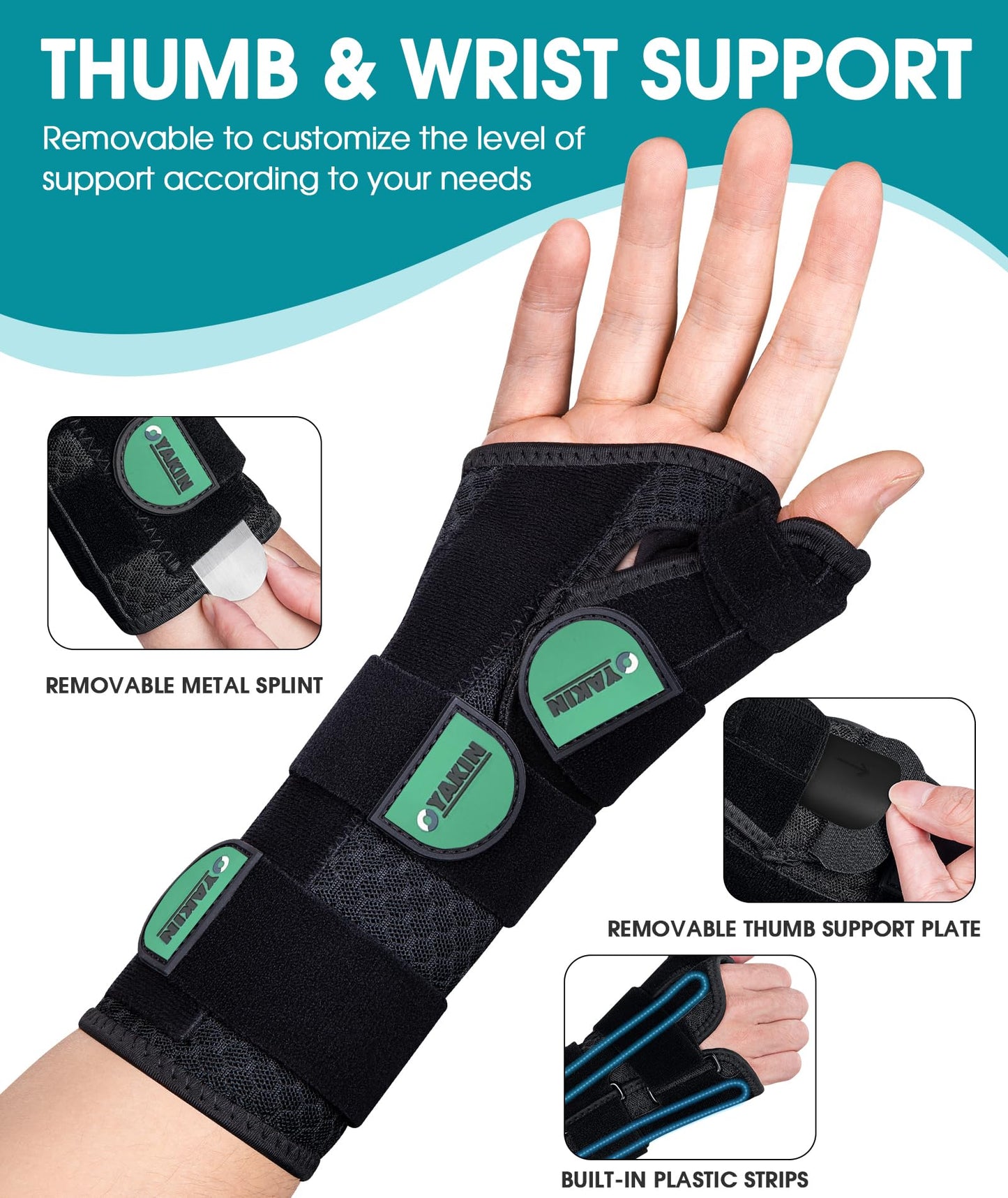 Oyakin Wrist Brace with Thumb Support for Carpal Tunnel, Thumb Brace for De Quervain's Tenosynovitis, Tendonitis, Thumb Spica Splint Right Hand, Wrist Support Men and Women