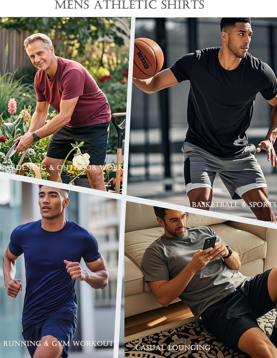 Skiennix Men's Long Sleeve Shirts - UV Sun Protection Quick Dry Athletic Tee | 7 Pack