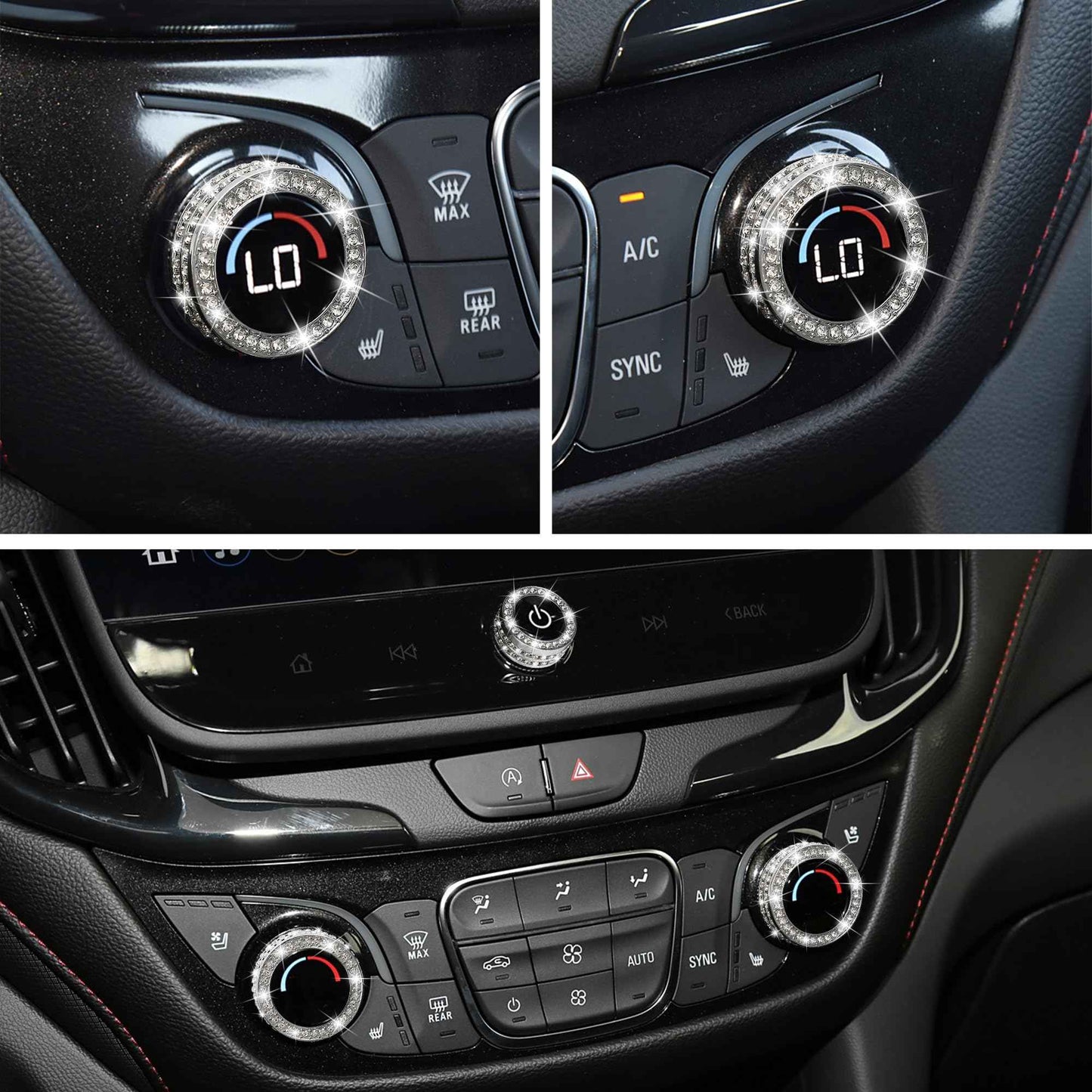 TOMALL Bling AC Air Conditioning Knob Button Cover Compatible with Chevy Equinox Malibu Volume Knob Trim Centre Console Air Conditioner Switch AC Climate Knob Cap Bling Interior Accessories for Car