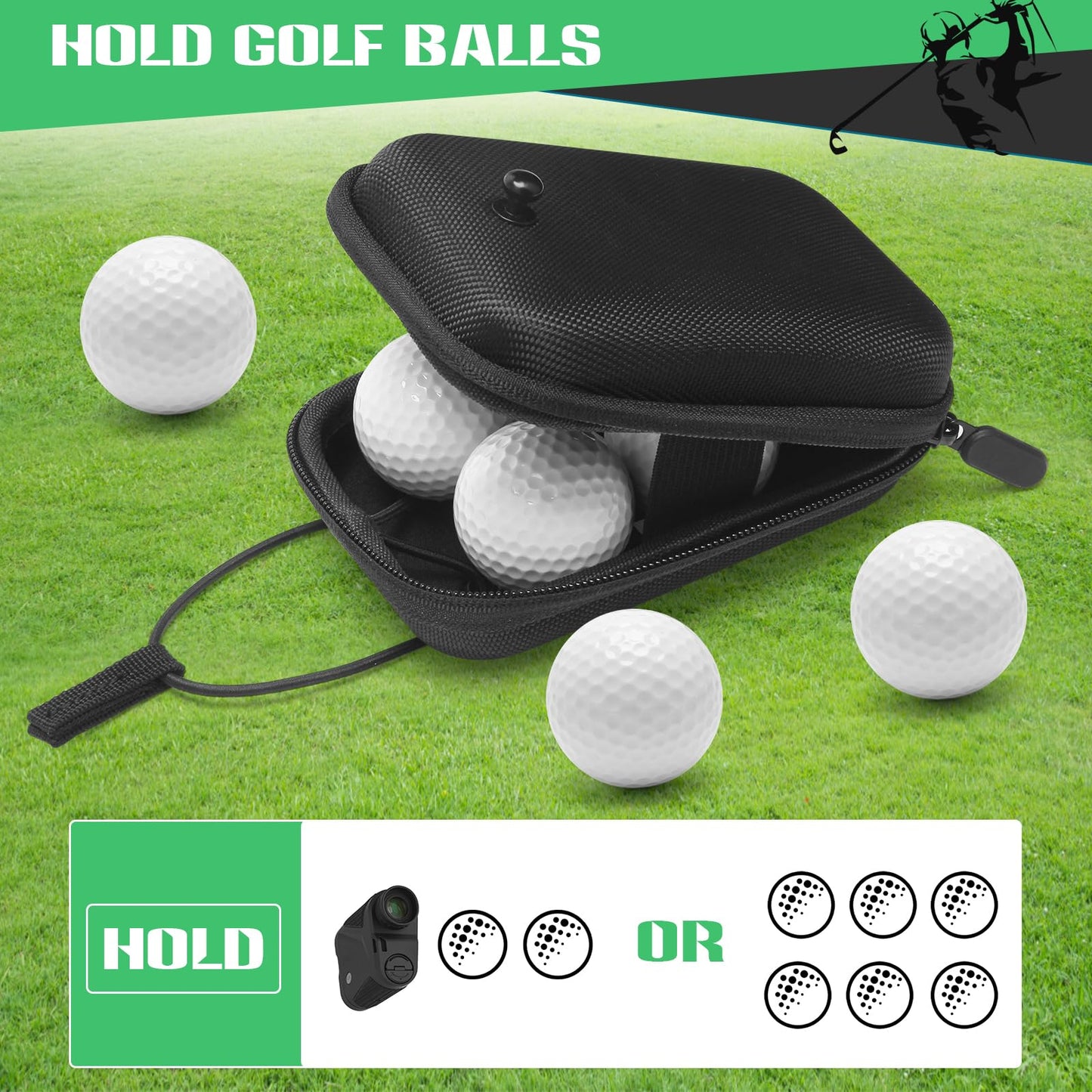 Anglekai Golf Rangefinder Hard Shell Case, Hard Golf Rangefinder Case Universal Range Finder Carry Bag for Most Rangefinders (Black)
