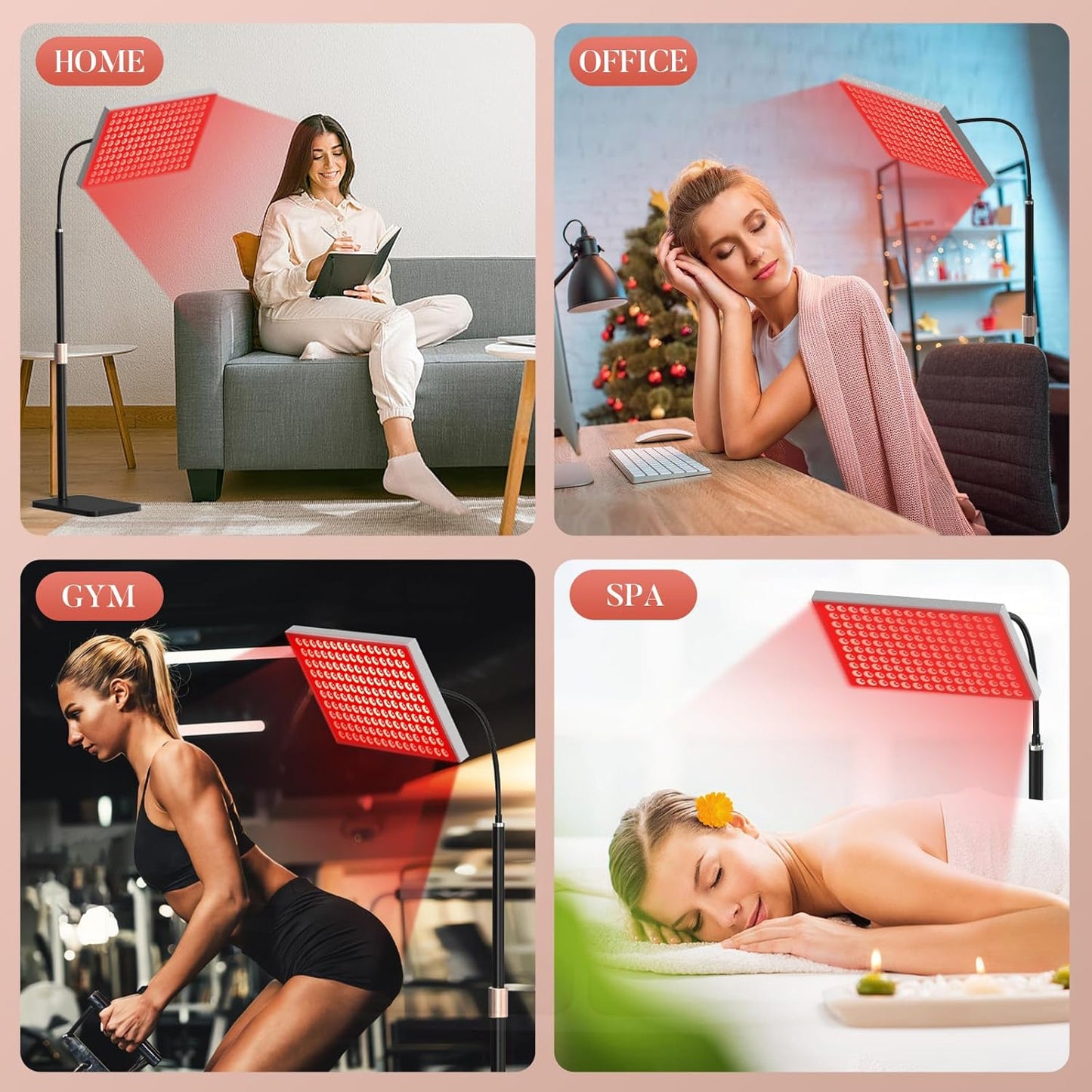 Red Light Therapy Lamp by [Brand Name] - 660nm & 850nm Infrared LED Panel Light | Adjustable Stand for Home, Office, Gym