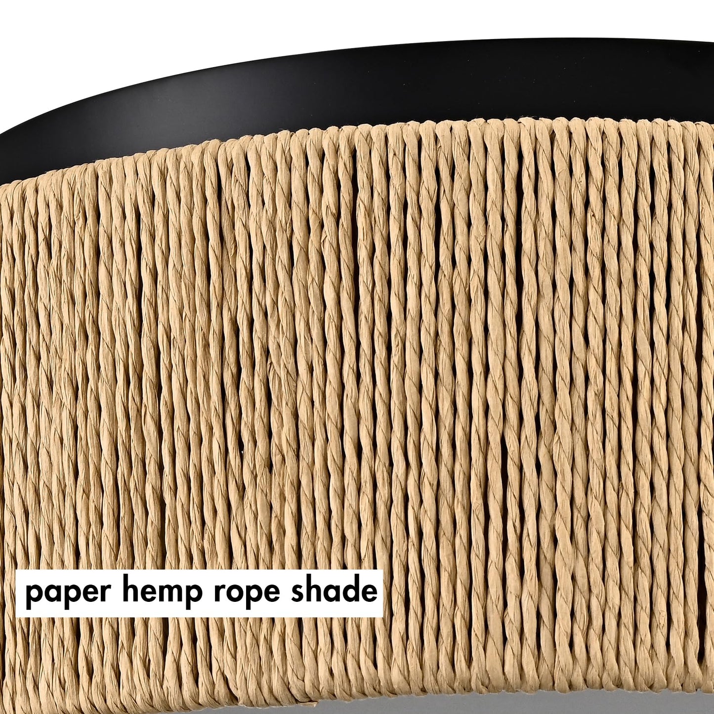 YUBOLE Woven Ceiling Light 3-Light Bohemian Flush Mount Ceiling Light with Paper Hemp Rope Drum Shade for Bedroom Hallway Bathroom Dining Room-Black & Brown