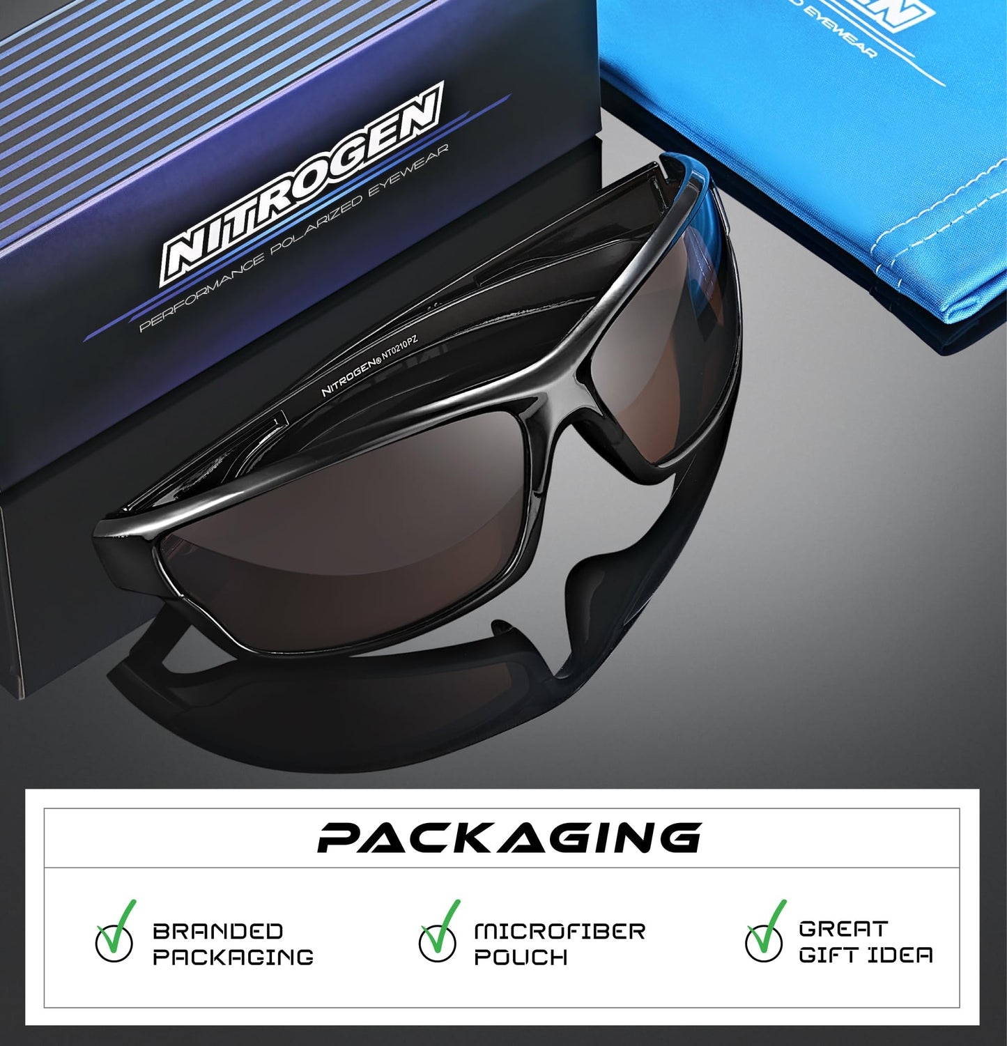 Nitrogen Polarized Wrap Around Sport Sunglasses for Men Women UV400 Driving Fishing Running Sun Glasses