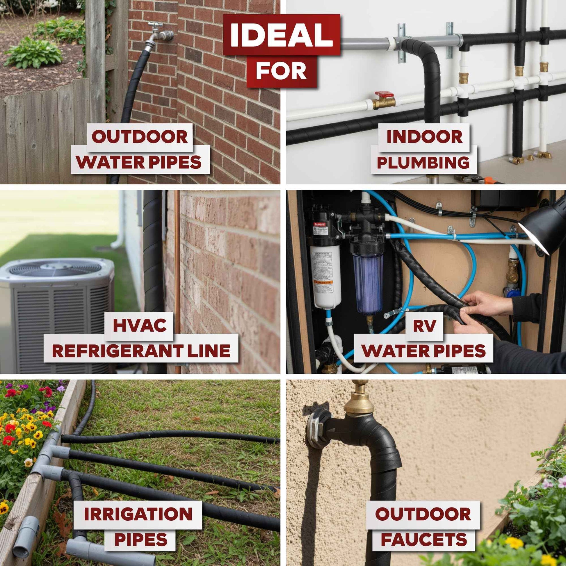 XFasten Foam Pipe Insulation Tape 3 Inch x 15 Feet Heavy-Duty AC Line Insulation Outdoor Pipe Wrap Tape AC Pipe Insulation Outdoor Pipe Insulation Wrap Tape HVAC Line Insulation Pipe Wrap Around Tape