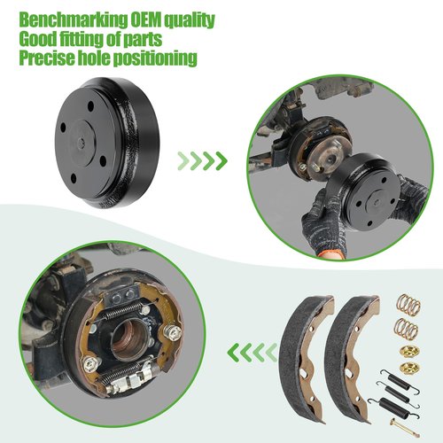 10L0L Golf Cart Rear Brake Drum Repair Kit for Club Car DS 1995-Up and Precedent 2004-Up, Golf Cart Brake Drums, Brake Pads and Brake Shoes Spring Kit, OEM 101791101, 10603, 1018232-01