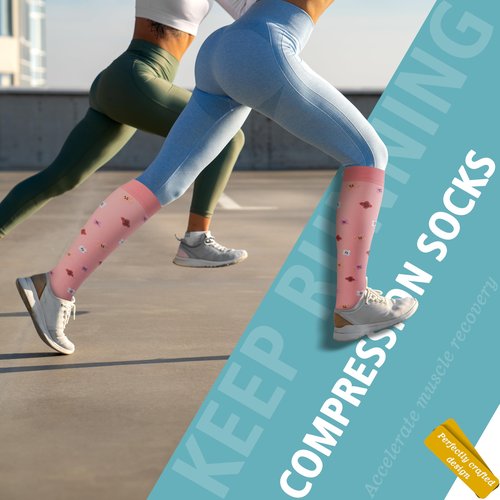 OUIVIAL 6 Pairs Compression Socks for Women Men 20-30mmhg Graduated Support Knee High Socks for Nurse Travel Flight