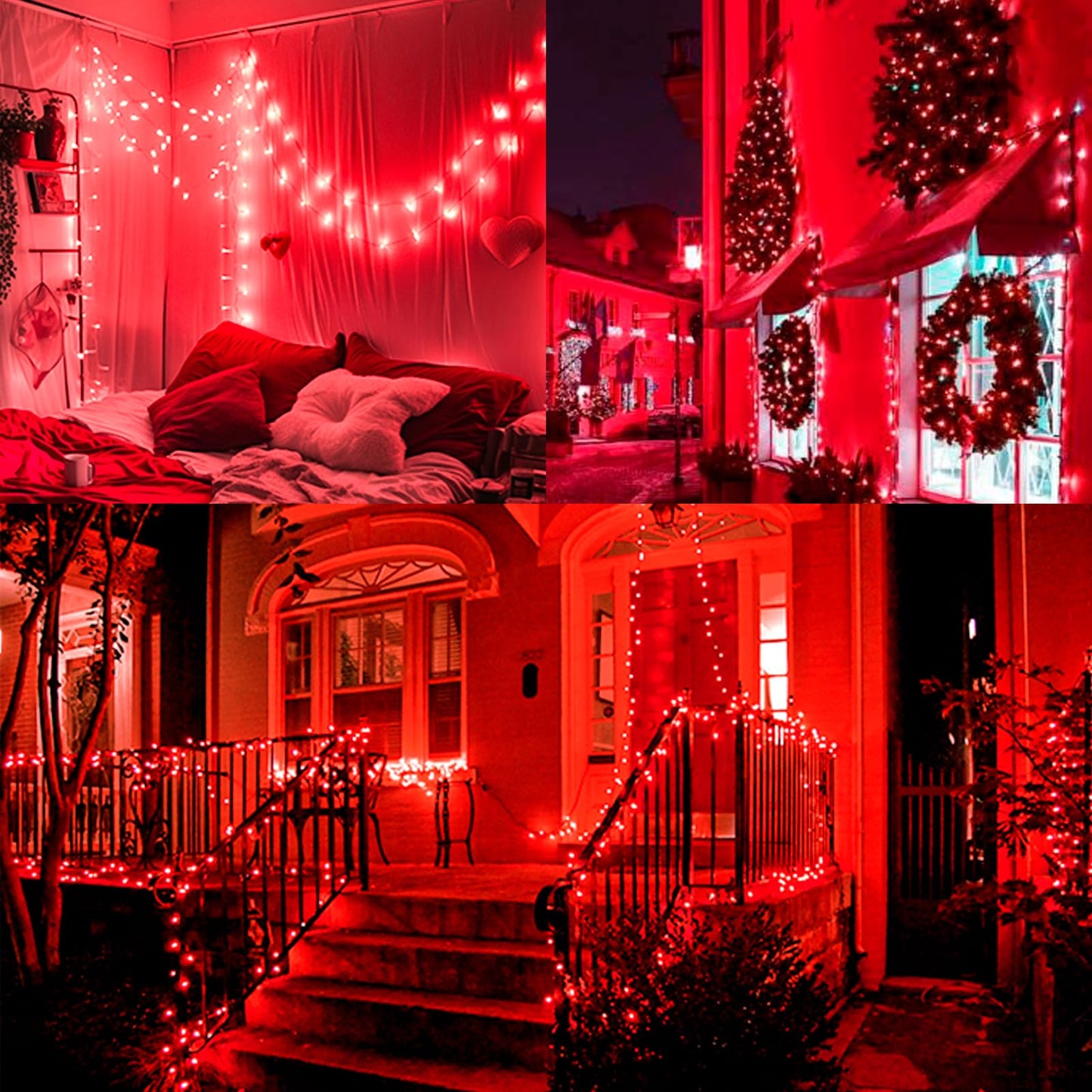 ITICdecor 33ft 100 LED Christmas String Lights, Waterproof Fairy Starry String Lights Battery Operated, 8 Modes Decorative Lights for Indoor Outdoor Xmas Tree Party Garden (Red)