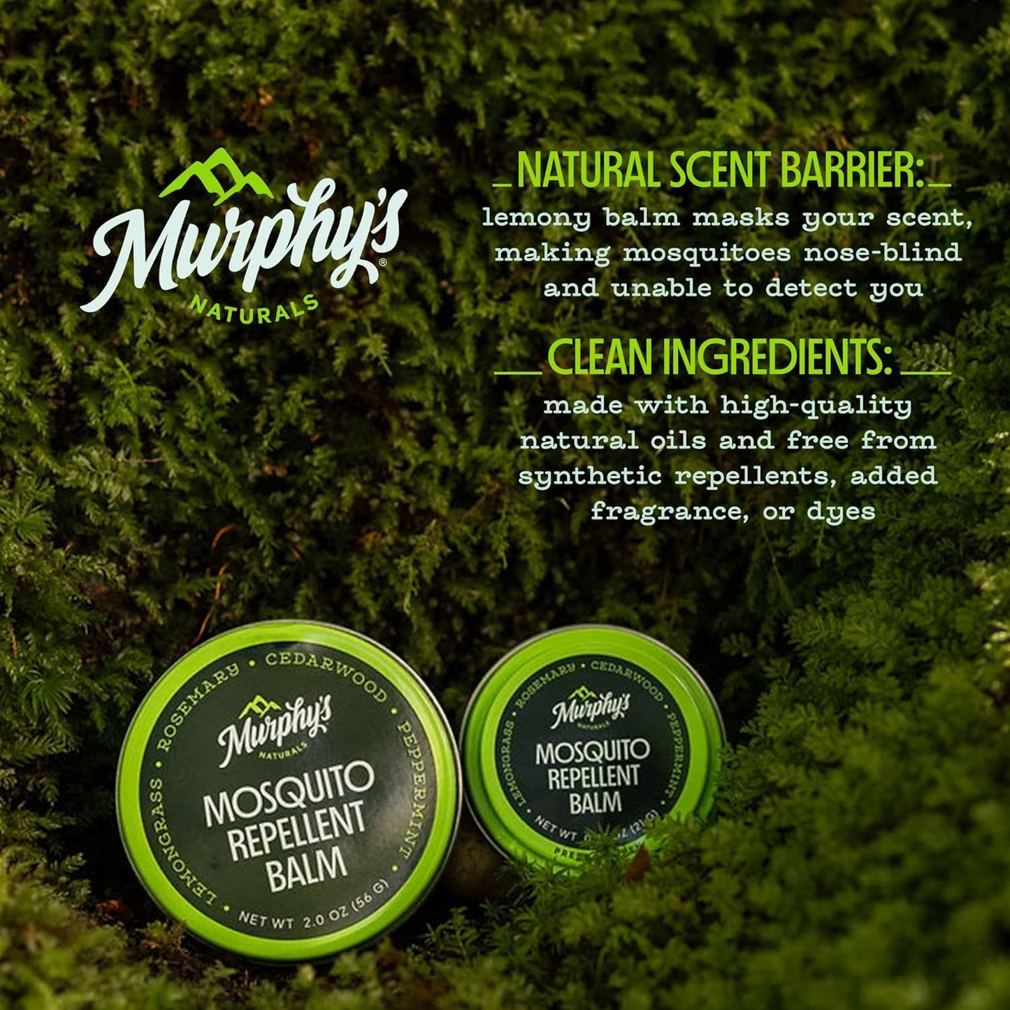 Murphy's Naturals Mosquito Repellent Balm - Plant-Based Outdoor Protection with Cedarwood & Lemongrass | 0.75 oz