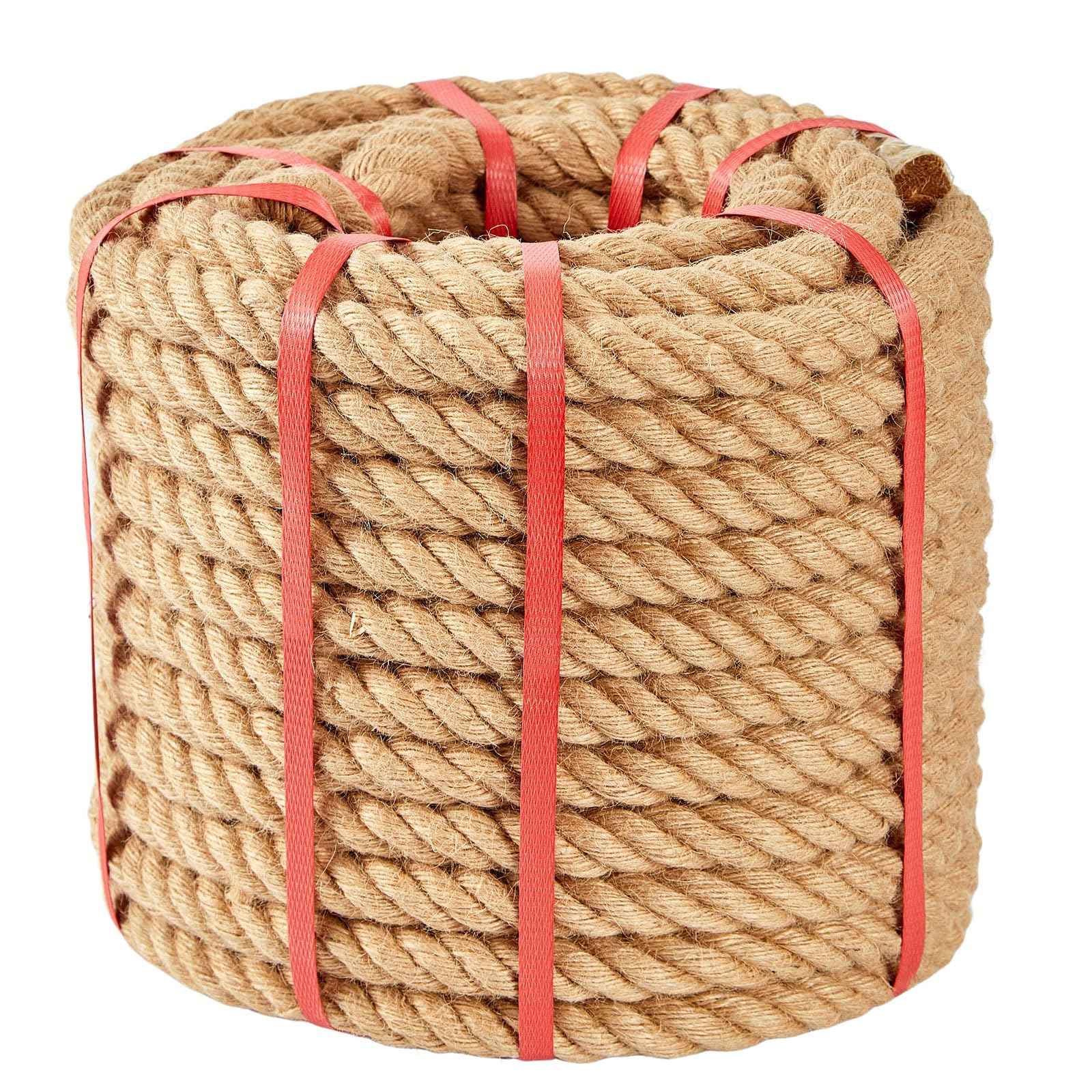 Kweetle Jute Rope 1/2 Inch x 50 FT, Hemp Rope Twisted Heavy Duty Jute Rope, Manila Rope for Home Decor Crafts Swing Rope Railing Climbing Decorating
