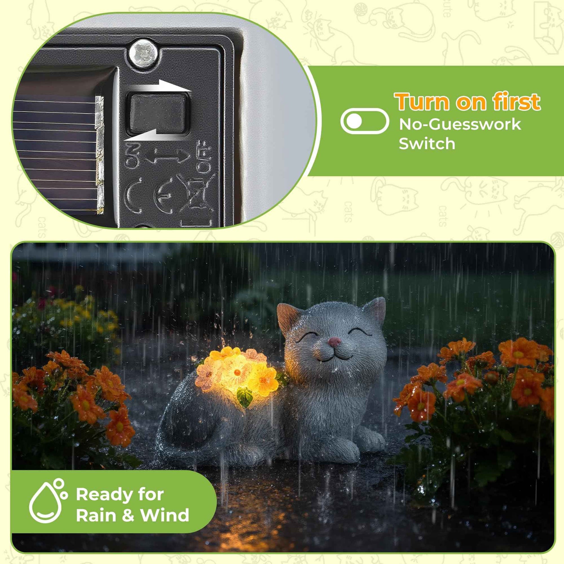 Garden Decor Solar Cat Statue with Warm Glow - Unique Birthday, Christmas & House Warming Gifts for Women, Mom, Cat Lovers - Outdoor Yard Art for Lawn, Patio, Backyard & Balcony Decor