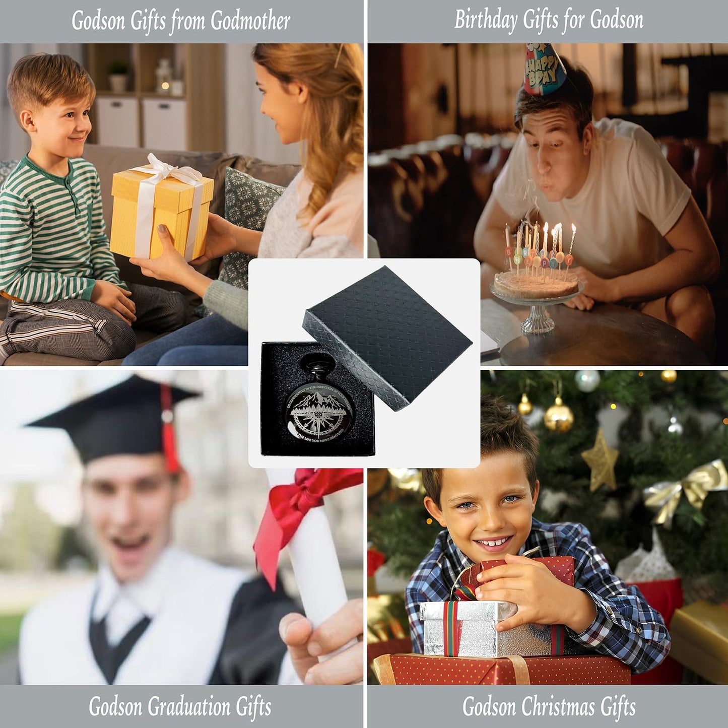 Godson Gifts from Godmother Godfather, Go Confidently Pocket Compass Engraved Black, to My Godson Pocket Token, Inspirational Keepsake Gifts Ideas for Godson Birthday Graduation Christmas Baptism
