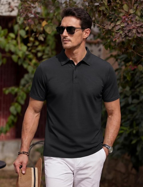 MAGNIVIT Men's Polo Shirt - Short Sleeve Cotton Pique Golf Tee | Moisture-Wicking Performance T-Shirt