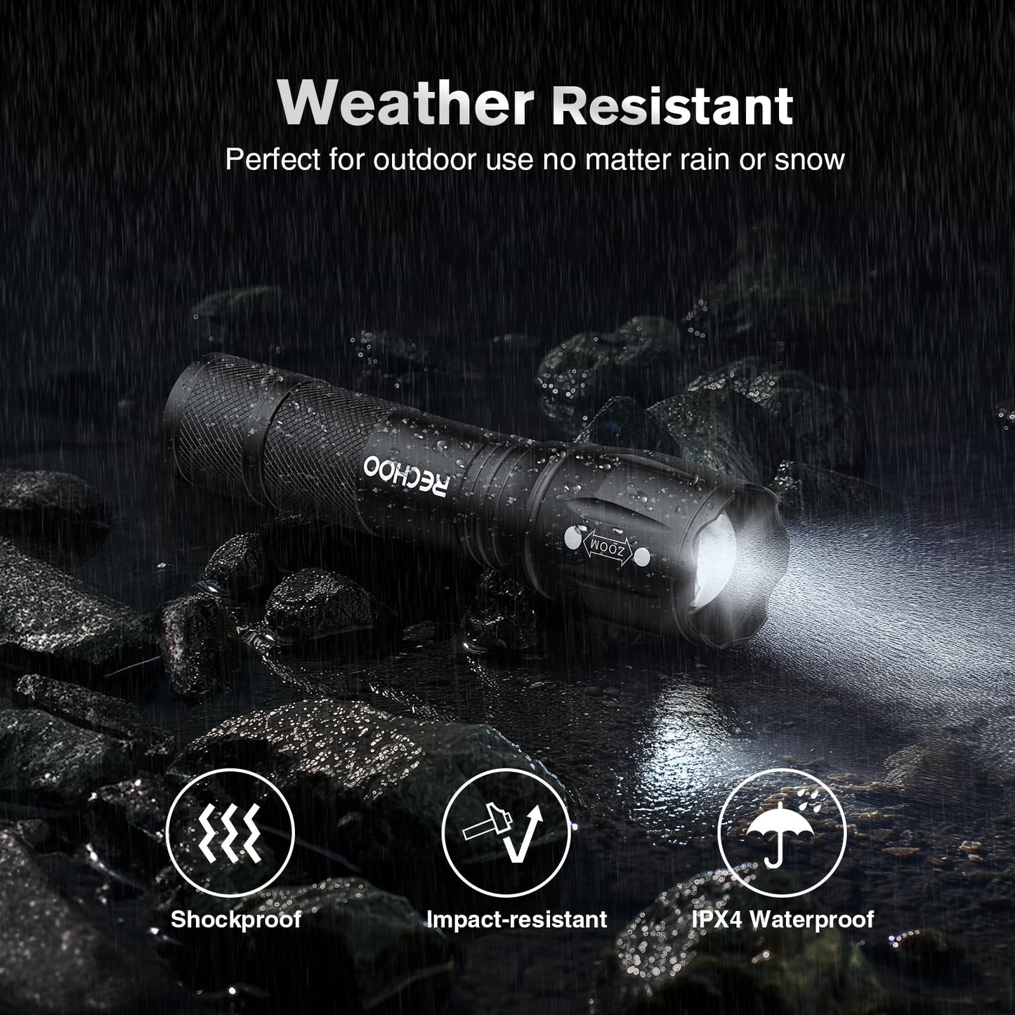LED Flashlights High Lumens 4 Pack, Powerful Tactical Flashlight With 3 Modes, Pocket Small Flash Light, Waterproof Zoomable Flashlights for Home Emergencies, Camping Essentials (Battery Included)