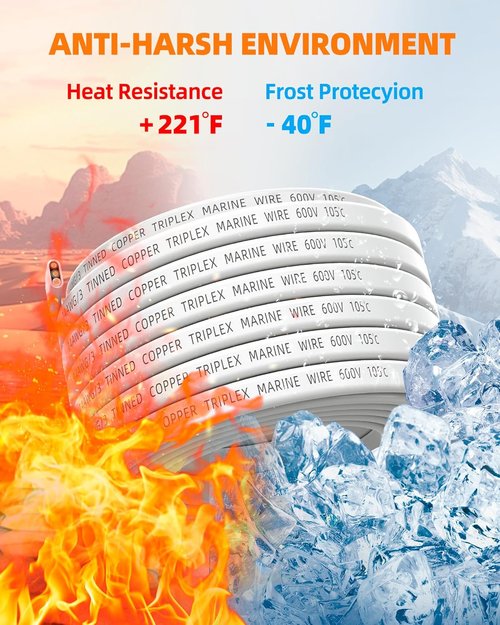 CONEPY 12 Gauge Marine Wire - IP68 Waterproof Tinned Copper Cable for Boats, RVs & Solar | 30FT