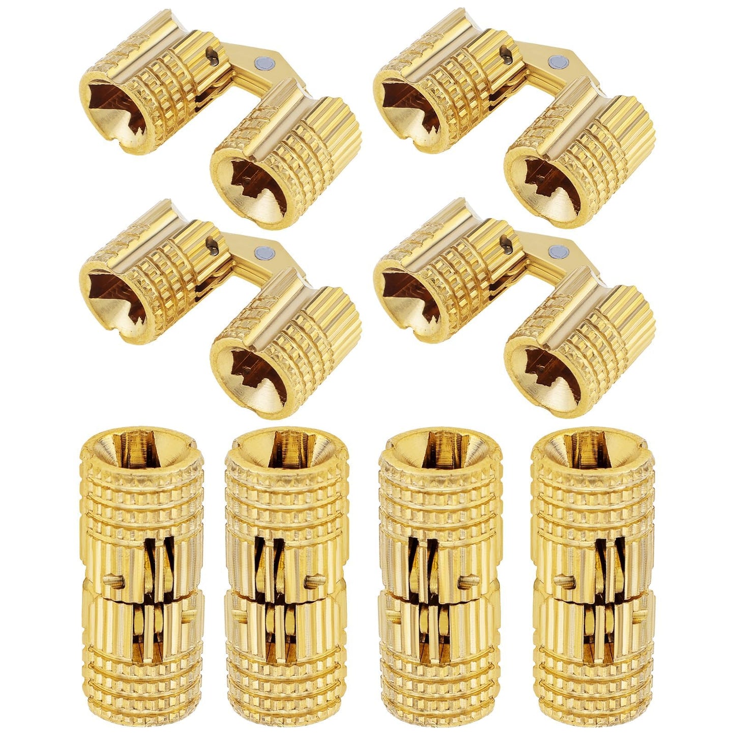 HOJLKLD 6Pcs 8 mm Hidden Brass Barrel Hinges, 180 Degree Opening Angle Concealed Furniture Hinges for DIY Jewelry Box Hand Craft (6, 8mm)
