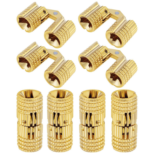 HOJLKLD 6Pcs 8 mm Hidden Brass Barrel Hinges, 180 Degree Opening Angle Concealed Furniture Hinges for DIY Jewelry Box Hand Craft (6, 8mm)