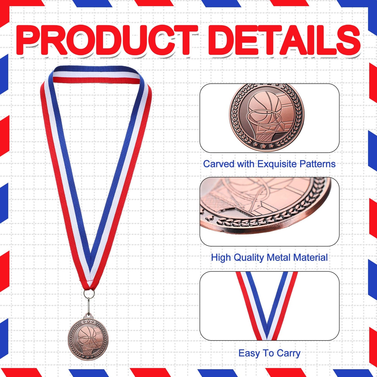 Remuuly 30 Packs Bronze Medals Bulk, 2'' Award Medals Team Participation Trophies with Red White and Blue Striped Ribbon for Competitions Celebration Prizes Gift Sports Themed Party Favor(Basketball)