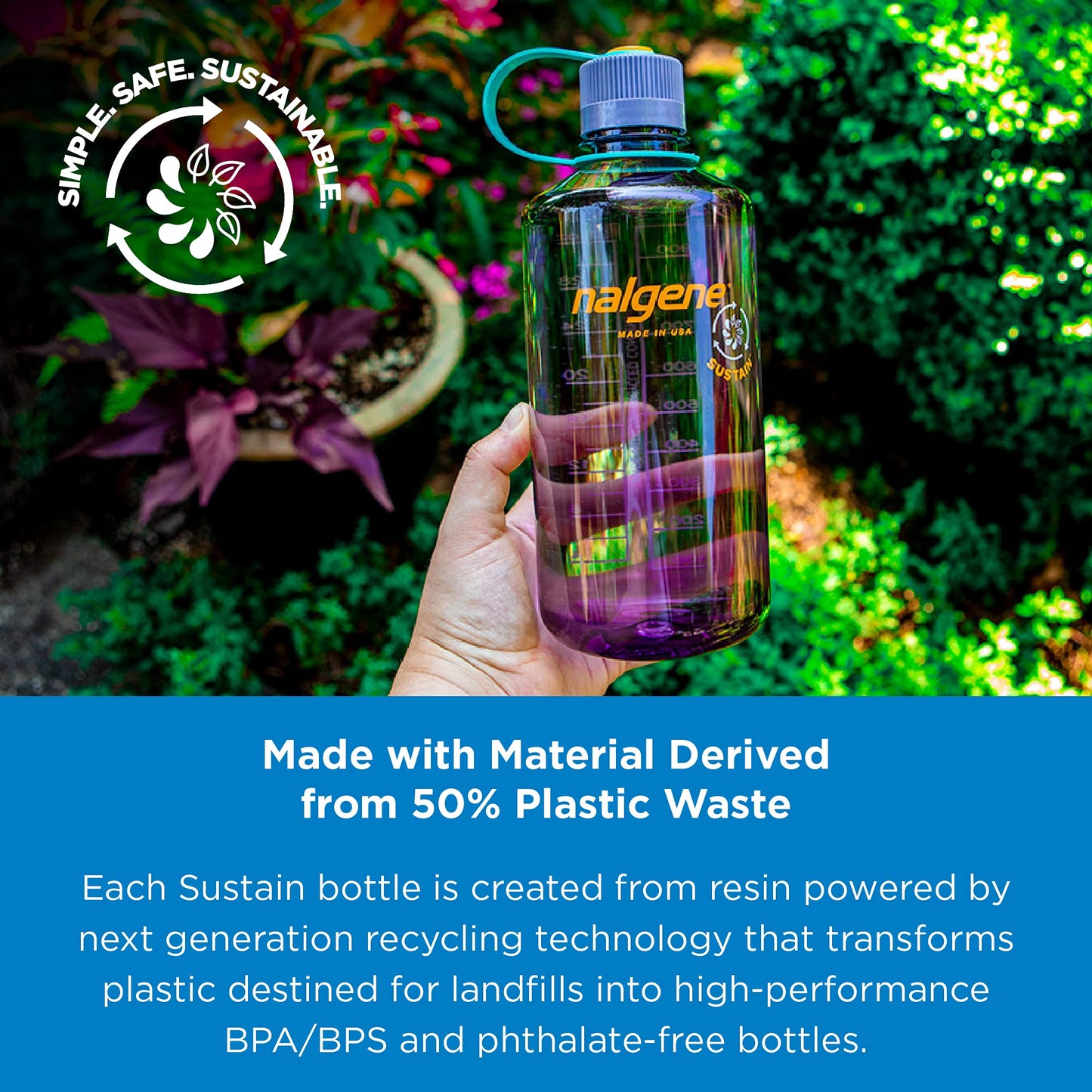 Nalgene 32 oz Narrow Mouth Water Bottle | BPA-Free, Durable & Leak Proof, Lightweight Bottle for Gym, Office & Travel, Aubergine (Pack of 6)
