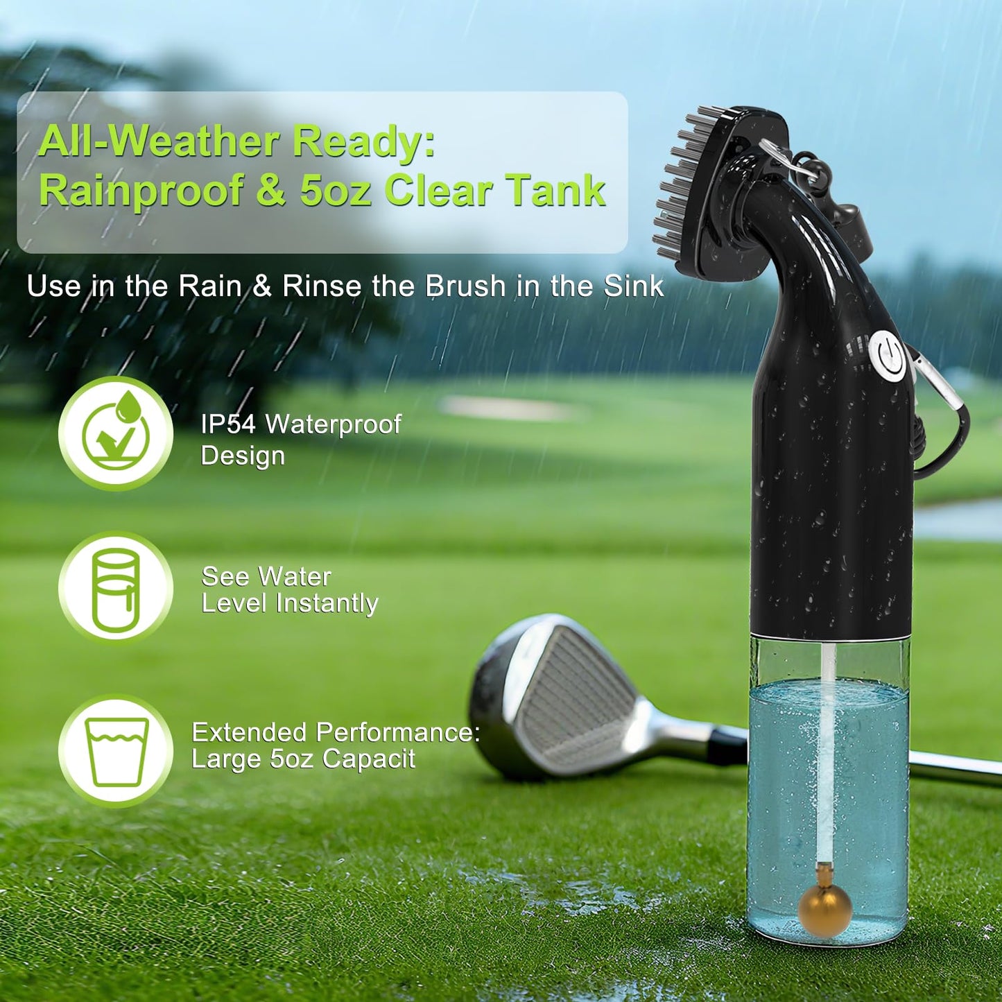 Kiss Core Electric Golf Club Cleaner Brush: AA Battery Powered for Effortless Cleaning - Golf Club Brush for Golf Accessories - Holds 5oz Water - Magnetic Clip - Golf Gifts for Golfer Men